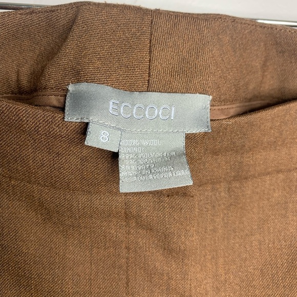 Eccoci Dark Brown Wool Straight Leg Work Pants Size 8 - Picture 9 of 14